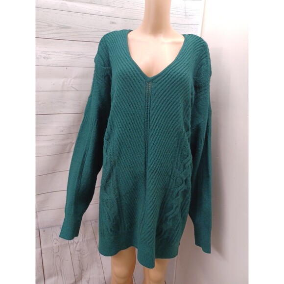 Lane Bryant Crochet Sweater Green Pullover Sz 22/24 NWT $69 - Picture 1 of 8